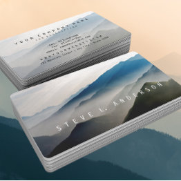 Small Layers Of Mountain Ranges In Shades Of Blue © Business Invitations Front View