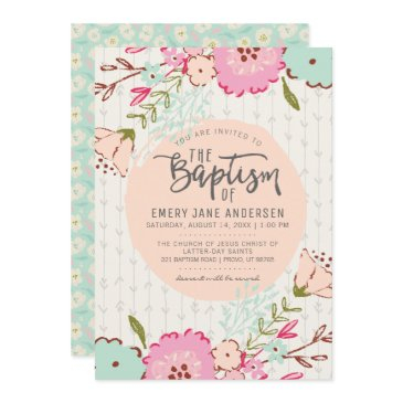 lds baptism invitation | elegant chic floral girl