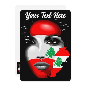 lebanon flag and map on girl's face invitation
