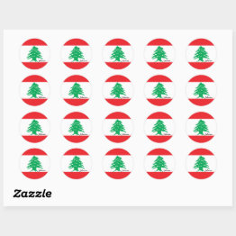 Small Lebanon & Lebanese Flag Patriots, Holiday / Sports Classic Round Sticker Front View
