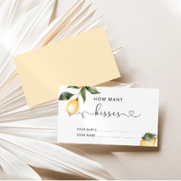Small Lemon Guess How Many Kisses Bridal Game Enclosure Invitations Front View