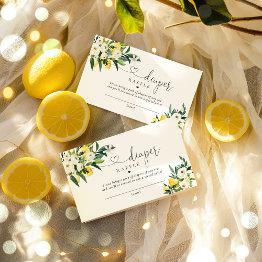 Small Lemon Mediterranean Baby Shower Diaper Raffle Enclosure Invitations Front View