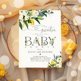 Small Lemon Mediterranean Little Sweetie Baby Shower Invitation Front View