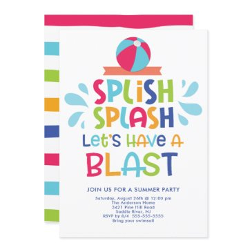 let have a blast pool party invitation