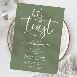 Small Let’s Toast Chic Calligraphy Engagement Party Invitation Front View