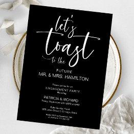 Small Let’s Toast Chic Calligraphy Engagement Party Invitation Front View