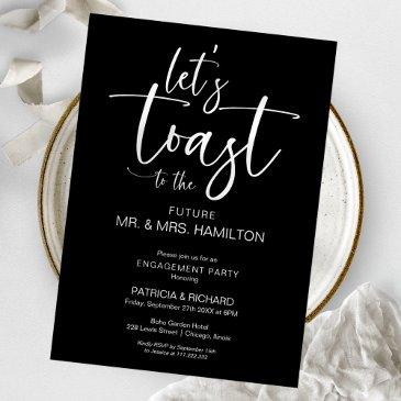 let’s toast chic calligraphy engagement party invitation