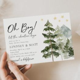 Small Let The Adventure Begin Baby Shower Invitations Front View