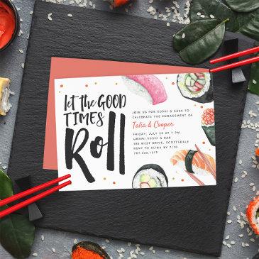 let the good times roll sushi engagement party invitation