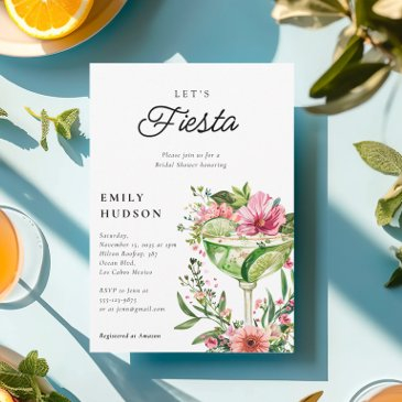 let's fiesta margarita floral bridal shower invitation
