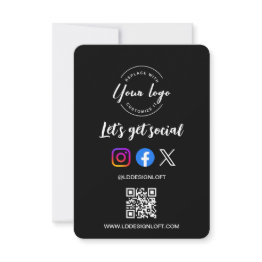 Small Let's Get Social Media Qr Code Black Invitation Front View