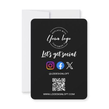 let's get social media qr code black invitation