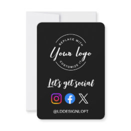 Small Let's Get Social Media Website Custom Logo Qr Code Invitation Front View