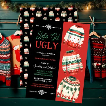 let's get ugly christmas sweater party invitation