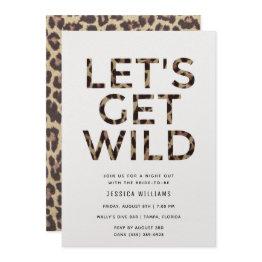 Small Let's Get Wild Animal Print Bachelorette Party Invitation Front View