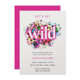 Small Let's Get Wild Animal Print Bachelorette Party Invitation Front View