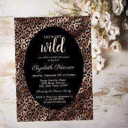 Small Let's Get Wild Leopard Print Elegant Bachelorette Invitation Front View