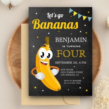 let's go bananas kids birthday party invitation