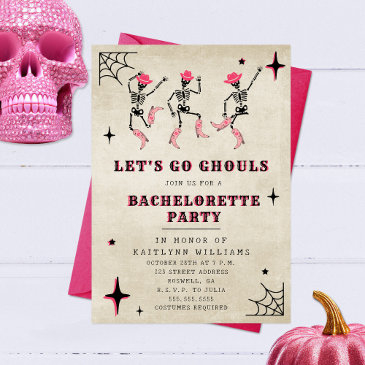 let's go ghouls halloween bachelorette party invitation