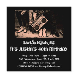 Small Let's Kick It Birthday Invitation Front View