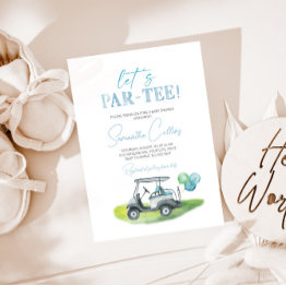 Small Let's Par-tee Golf Theme Baby Shower Invitation Front View