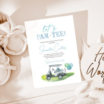 let's par-tee golf theme baby shower invitation