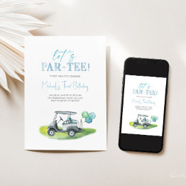 Small Let's Par-tee Mini Golf Boy Birthday Invitation Front View