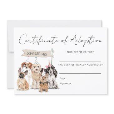 let's pawty puppy dog adoption certificate invitations