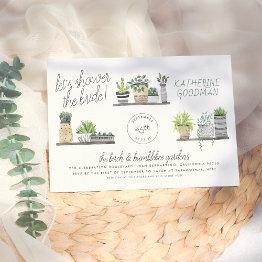 Small Let's Shower The Bride Modern Greenery Houseplants Invitation Front View