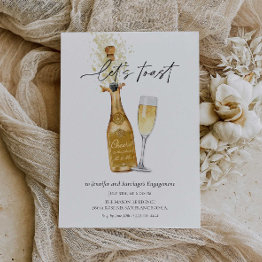 Small Let's Toast Couples Engagement Invitation Front View