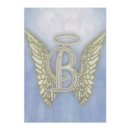 Small Letter B Angel Monogram Invitation Front View