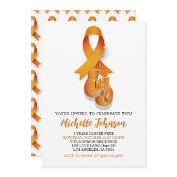 leukemia awareness orange ribbon cancer free party invitation