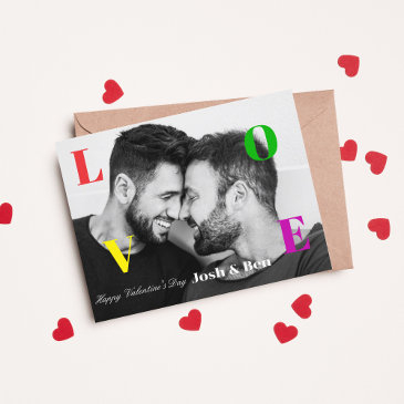 lgbt happy valentine's day custom photo monogram postinvitations