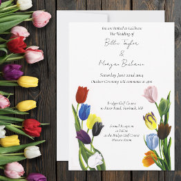 Small Lgbtq Plus Tulips Flowers Wedding Invitation Front View