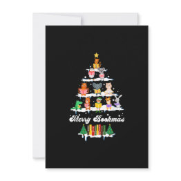 Small Librarian Book Lover Books Christmas Tree Merry Bo Invitation Front View