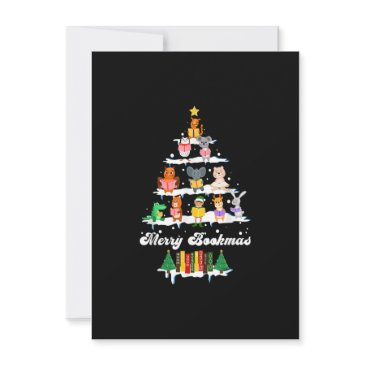 librarian book lover books christmas tree merry bo invitation
