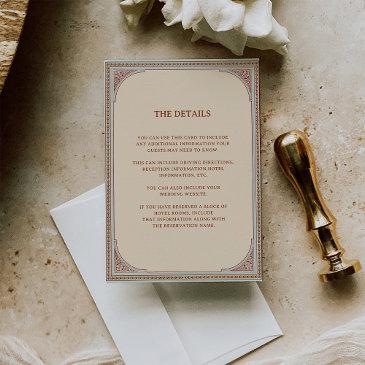library | elegant vintage frame wedding details enclosure invitations