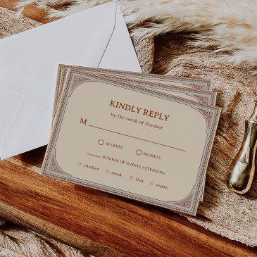 library | elegant vintage frame wedding rsvp invitations