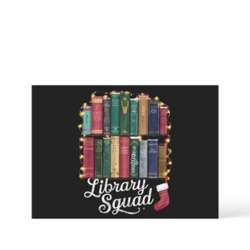 library squad christmas book lovers team reading holiday invitations