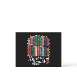 Small Library Squad Christmas Book Lovers Team Reading Holiday Postinvitations Front View