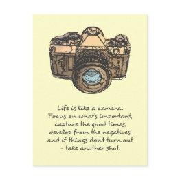 Small Life Is Like A Camera Quote, Indie Postinvitations Front View