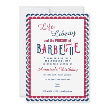 life liberty 4th of july patriotic bbq firework invitation