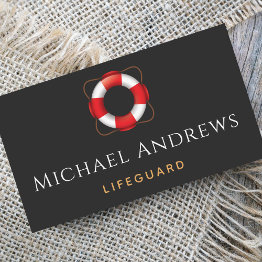 Small Lifeguard Life Preserver Ring Simple Minimalist Business Invitations Front View
