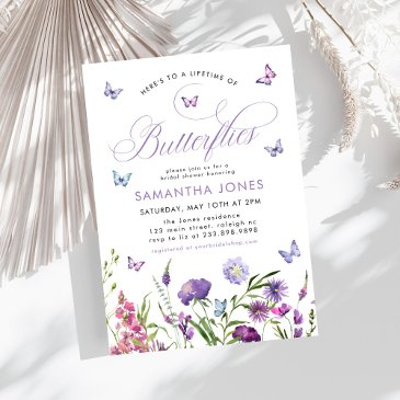 lifetime of butterflies wildflowers bridal shower invitation