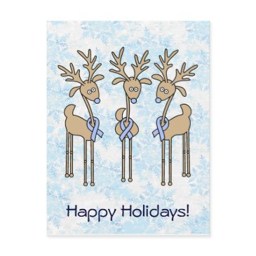 light blue ribbon reindeer holiday postinvitations