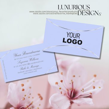 light blue with white gold decor and logo elegant business invitations