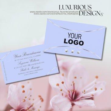 light blue with white gold decor jewels and logo business invitations