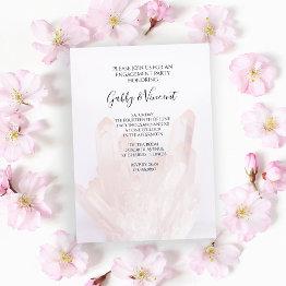 Small Light Blush Pink Crystals Engagement Party Invitation Front View