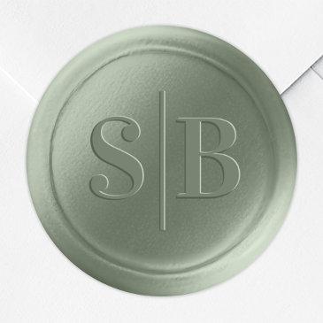 light leaf green wax seal wedding monogram sticker