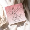 light pink glam glitter sweet 16 square invitation